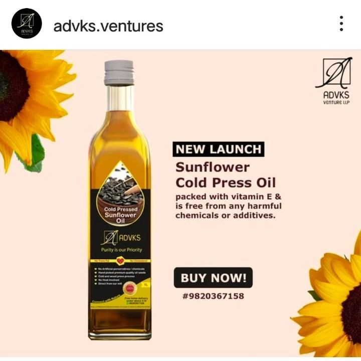 Sunflower oil now available at Advks  uploaded by Advks Ventuers LLP on 4/8/2023