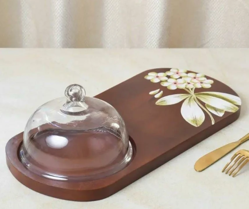Wooden platter with glass dome  uploaded by business on 4/8/2023