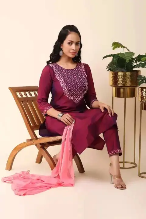 New Trending Paper Silk Kurta And Dupatta With Pant(3 pics)  uploaded by business on 4/8/2023