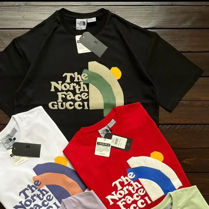 Post image *GuCCi ThE NorTh FaCe Branded Tees*

Sensational Hit &amp; Cool Tees For College, Parties, Gym, Sports, Gedi Route, PicNiC 

👉🏻*M-L-XL-2XL-3XL,4XL*
👉🏻*36 to 48 Chest Boys*
👉🏻*32 to 46 Bust Girls*

🙋🏻‍♂️ *NorMaL Cotton MToXL 350 /-, XXL-30 Ship Free