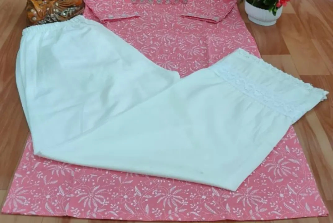 White pajama or pant with lace on bottom  uploaded by Srishty creation  on 4/8/2023