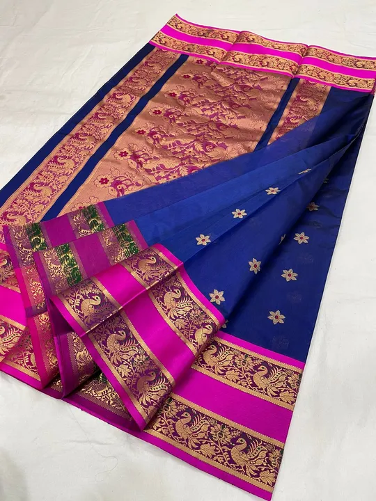 CHANDERI traditional handwoven pure silk saree nakshi border  uploaded by WEAVER'S ORIGIN silk and Sarees on 4/8/2023