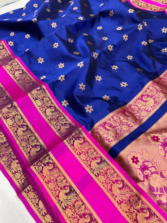 CHANDERI traditional handwoven pure silk saree nakshi border  uploaded by WEAVER'S ORIGIN silk and Sarees on 4/8/2023