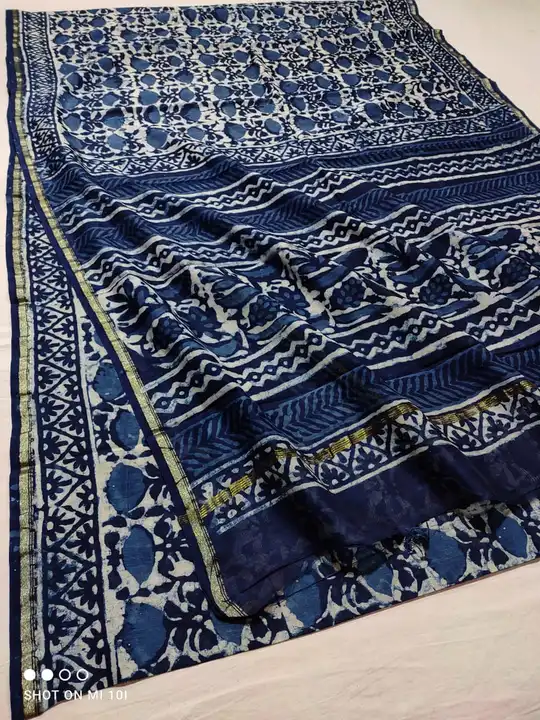 CHANDERI SILK handblock indigo print saree  uploaded by WEAVER'S ORIGIN silk and Sarees on 4/8/2023