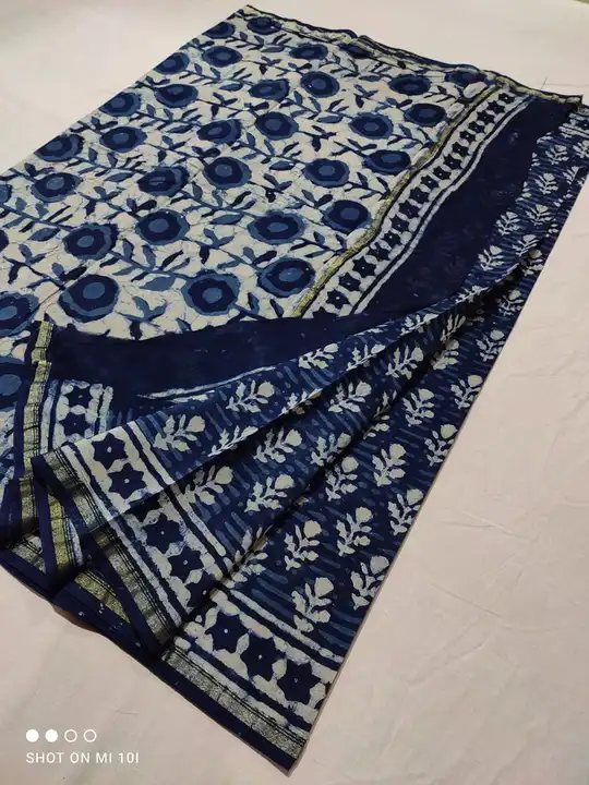 CHANDERI SILK handblock indigo print saree  uploaded by WEAVER'S ORIGIN silk and Sarees on 4/8/2023