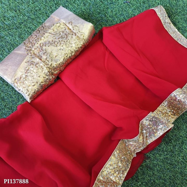 Red party look saree uploaded by pink Rose fashion Store  on 4/8/2023