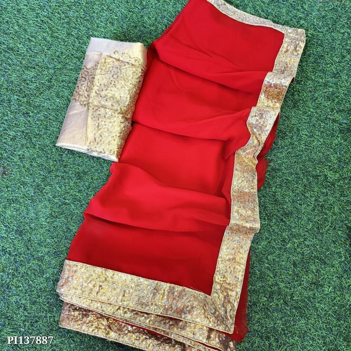 Red party look saree uploaded by pink Rose fashion Store  on 4/8/2023