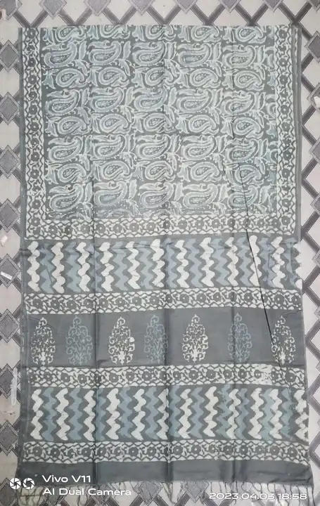 Lilen indigo print saree  uploaded by Sandhya Creation on 4/8/2023