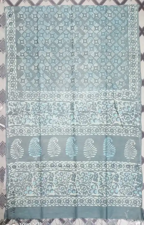 Lilen indigo print saree  uploaded by Sandhya Creation on 4/8/2023