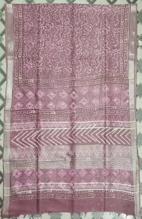 Lilen indigo print saree uploaded by Sandhya Creation on 4/8/2023