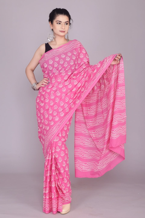 Handblock Printed Cotton Mulmul Sarees uploaded by RP CREATION on 4/8/2023