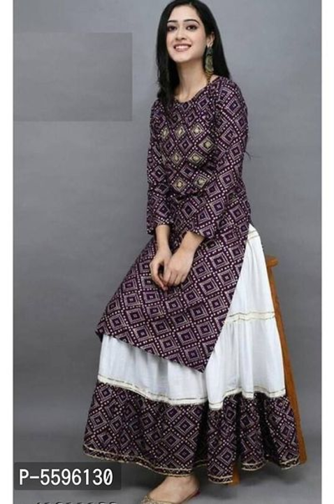 Trendy Rayon Bandhani Print Kurti With Skirt For Women uploaded by wholsale market on 4/9/2023