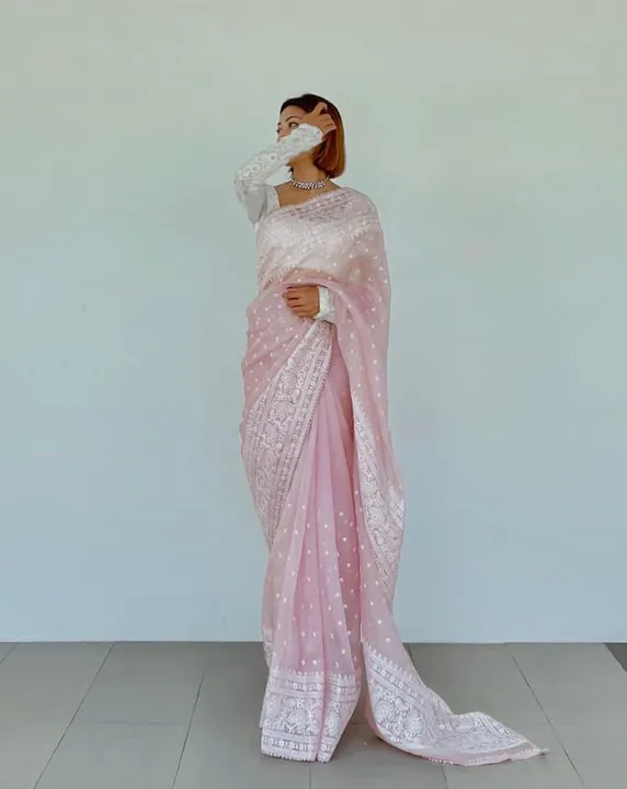 Organza work saree  uploaded by A star on 4/9/2023