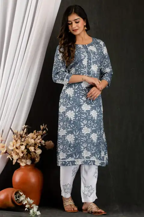 *🧿NEW LAUNCHING*
*
*Embroidery kurti pant set*
*Fabric -Cotton kurti cotton pant*

*Kurti lenth - 4 uploaded by Roza Fabrics on 4/9/2023