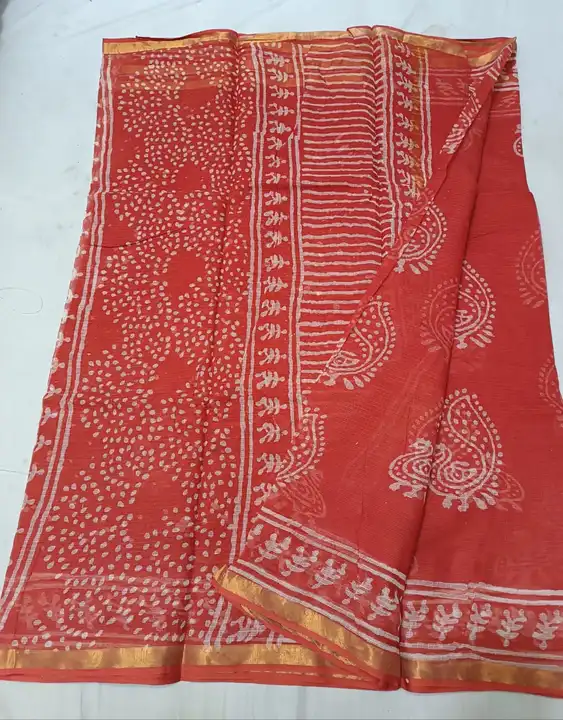 Pure Kota Cotton Sarees 
Bagru prints 
With blouse uploaded by Matra shree saree on 4/9/2023