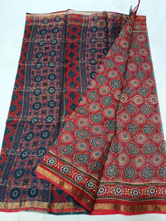 Pure Kota Cotton Sarees 
Bagru prints 
With blouse uploaded by Matra shree saree on 4/9/2023