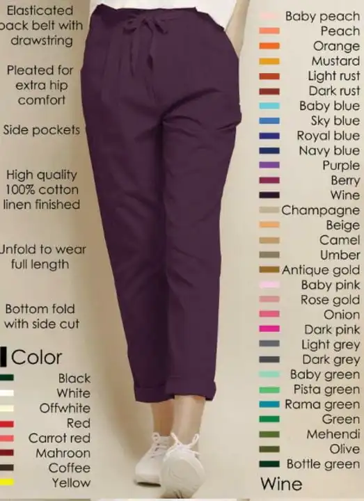 New colour available 
*Comfort Pant*
*Elasticated back belt
*Front tieup drawstring
*Side Pockets
*P uploaded by Roza Fabrics on 4/9/2023