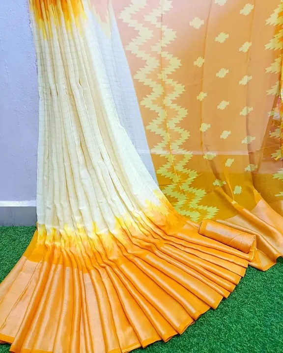

SAREE - SOFT FAUX MOSS CHIFFON
[ light weight fabric and zari weaving border and HD ikkat style pr uploaded by Maa Arbuda saree on 4/9/2023