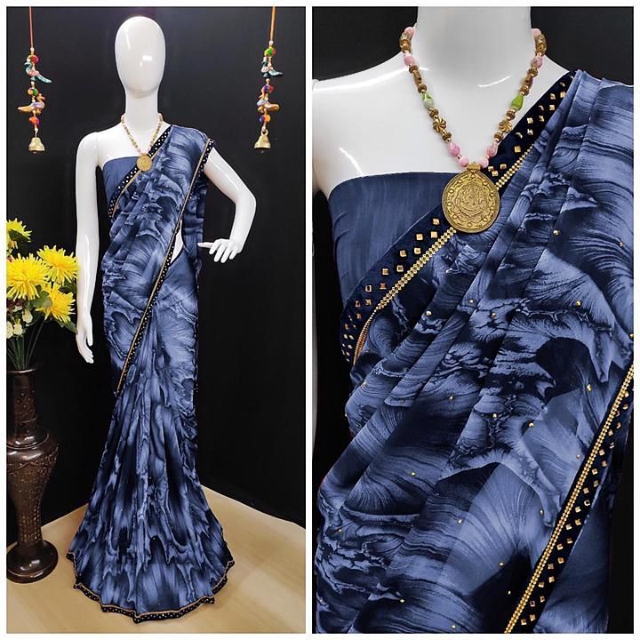 *BEAUTIFUL VELVET MATCHING LACE BORDER WITH DIAMONDS 💎 ALL OVER SAREE TO GET AWESOME WOW 👀 LOOK* uploaded by Wholesale Deal on 7/11/2020