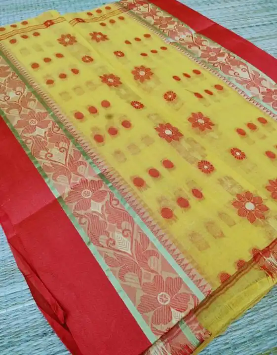Tant cotton saree without blouse pieces fabric cotton  uploaded by Sujata saree cantre on 4/9/2023