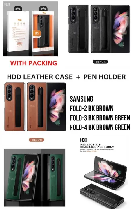 *HDD PREMIUM LEDHAR CASE WITH PEN 🖊️ HOLDER*

*Fold 3*
Black/Brown/Green 

*Fold 4*
Black/Brown/Gre uploaded by Gajanand mobile Accessories hub on 4/9/2023