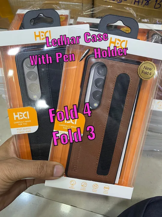 *HDD PREMIUM LEDHAR CASE WITH PEN 🖊️ HOLDER*

*Fold 3*
Black/Brown/Green 

*Fold 4*
Black/Brown/Gre uploaded by Gajanand mobile Accessories hub on 4/9/2023
