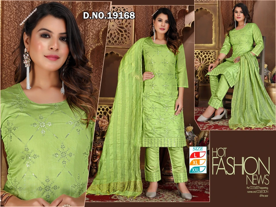 Silk pant kurti dupatta  uploaded by Evergreen on 4/9/2023