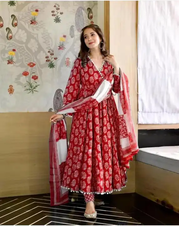 Rayon printed Anarkali paired with updupatta and pant  uploaded by Aayan fashion on 4/9/2023