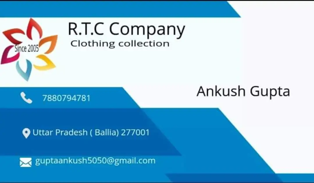 Visiting card store images of R.T.C Company