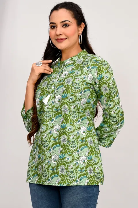 👌New‎ Arrival 👔
 🌿‎ Presenting‎ Pure Cotton printed‎ short Kurti/top‎ 🌿
💫‎ The fashion‎ that‎ w uploaded by Saiba hand block on 4/10/2023