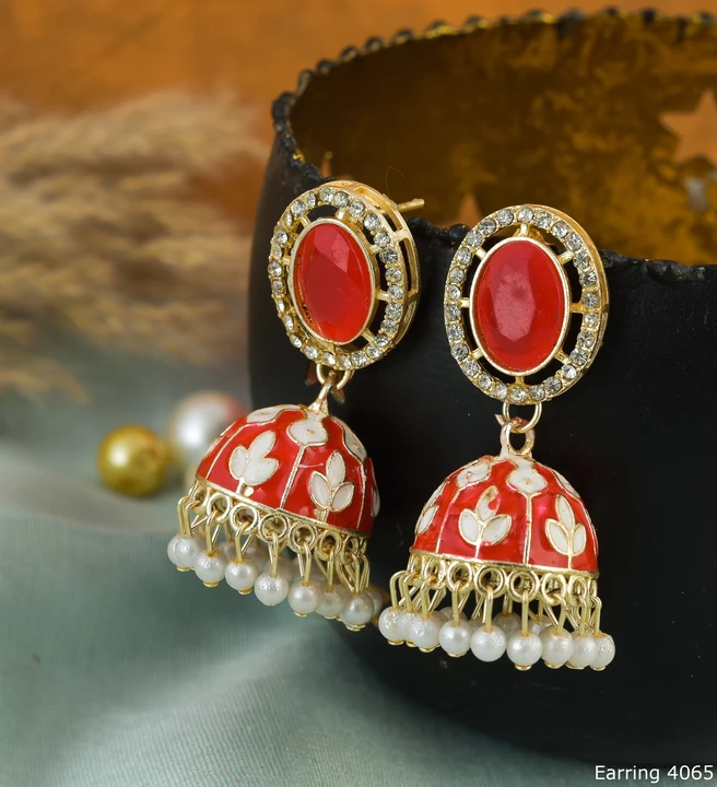 Enamel Meenakari Jaipuri Jhumka Earrings  uploaded by Joypur Sales on 4/10/2023