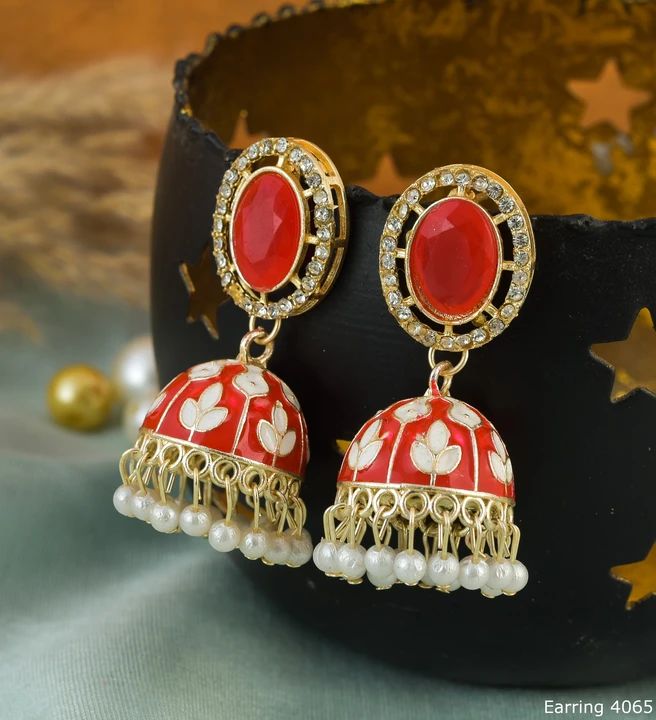 Enamel Meenakari Jaipuri Jhumka Earrings  uploaded by Joypur Sales on 4/10/2023