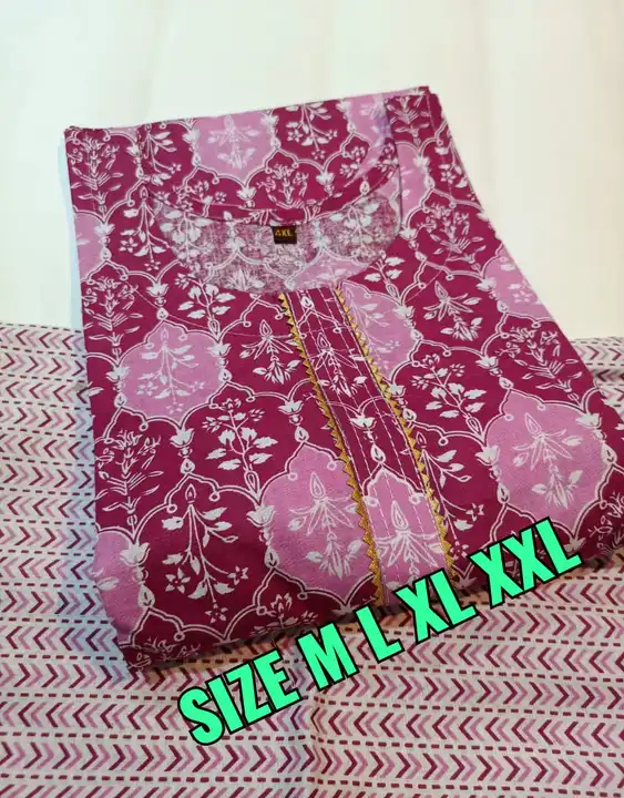 Post image 👉 update 

👉pure Jaipuri 

👉 kurti with pant 

👉 size M L XL XXL 3 XL 4 XL 

👉 100 percent super quality

👉. fabric camric cotton
