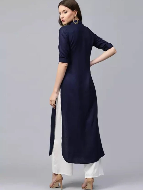 Navy blue kurta white plazo riyon stylish western best quality  uploaded by Rose creation on 4/10/2023