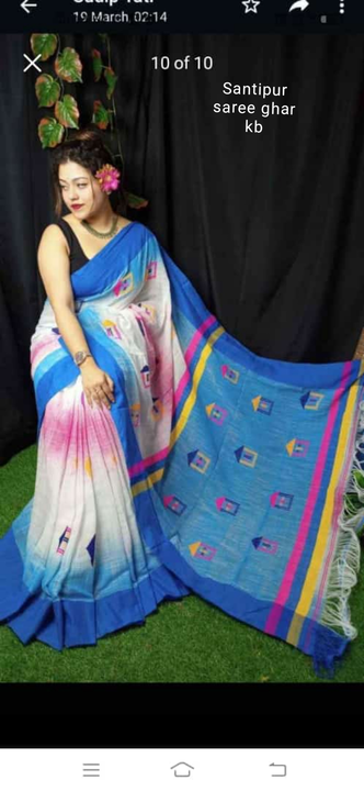 Khadi cotton itkot handwork saree  uploaded by Santipur saree ghar kb on 4/10/2023