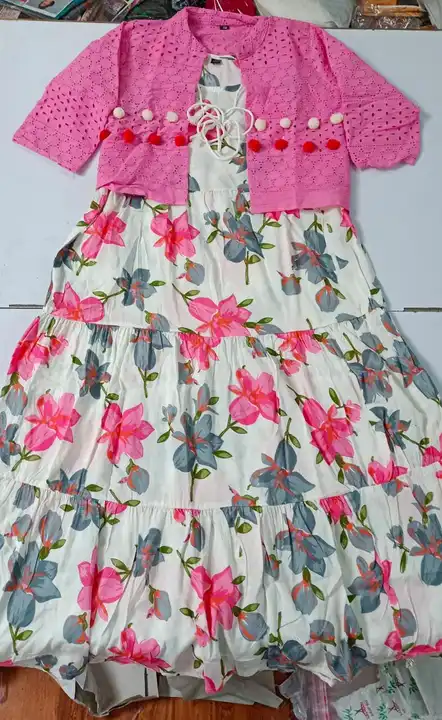 M to XXL, Pink  Flower Sipli Jacket With Pumpum💃* uploaded by Online Ladies Dresses on 4/10/2023