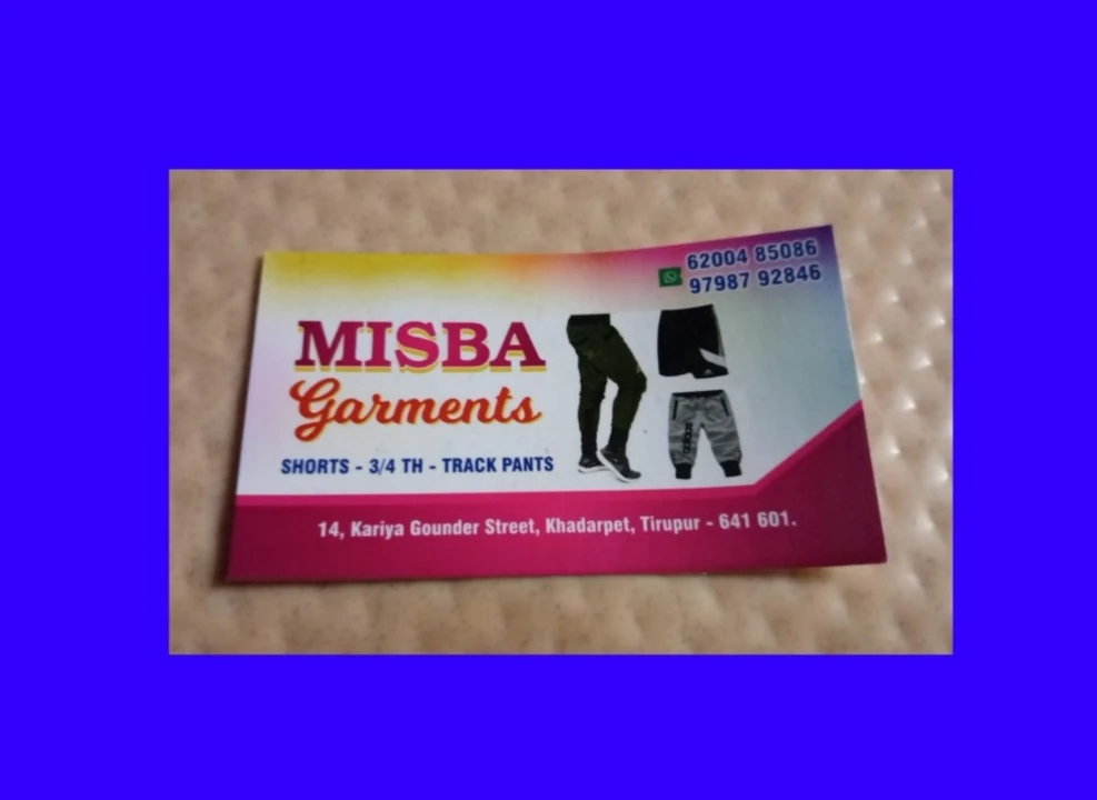 Visiting card store images of Misba garments