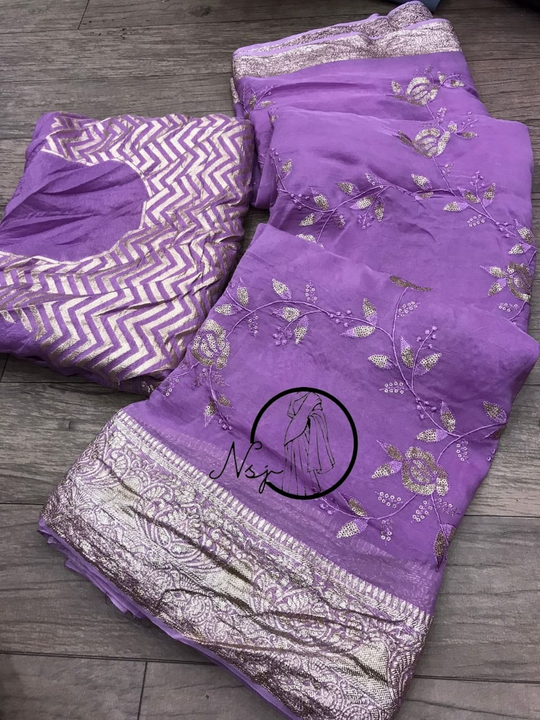 Presents RASYAN Organza  Saree*fully demanding saree 
 
🥰🥰Original product🥰🥰


👉👉pure orgenza  uploaded by Gotapatti manufacturer on 4/11/2023