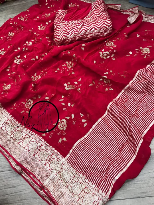Presents RASYAN Organza  Saree*fully demanding saree 
 
🥰🥰Original product🥰🥰


👉👉pure orgenza  uploaded by Gotapatti manufacturer on 4/11/2023