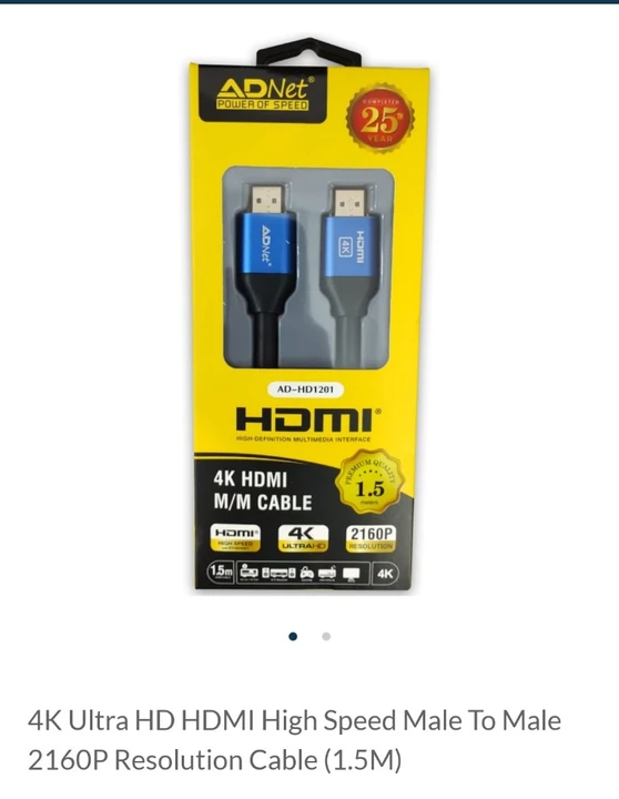 4K Ultra HD HDMI High Speed Male To Male 2160P Resolution Cable (1.5M) uploaded by COMPLETE SOLUTIONS on 4/11/2023