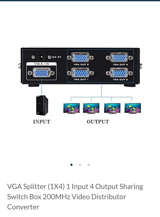 VGA Splitter (1X4) 1 Input 4 Output Sharing Switch Box 200MHz Video Distributor Converter uploaded by COMPLETE SOLUTIONS on 4/11/2023
