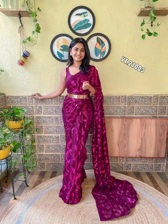 *Presenting You Most Beautiful 1 Min Seqwance Saree Collection With Our Own Real  Modeling Shoot😍😍 uploaded by Vishal trendz 1011 avadh textile market on 4/11/2023