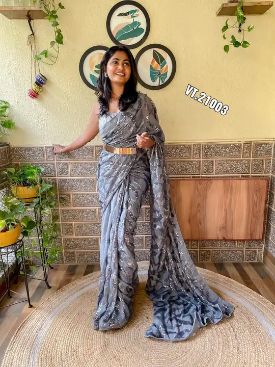 *Presenting You Most Beautiful 1 Min Seqwance Saree Collection With Our Own Real  Modeling Shoot😍😍 uploaded by Vishal trendz 1011 avadh textile market on 4/11/2023