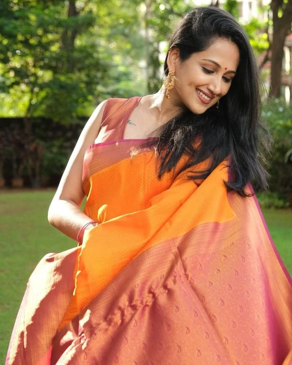 Banarasi orange silk saree  uploaded by Dhananjay Creations Pvt Ltd. on 4/11/2023