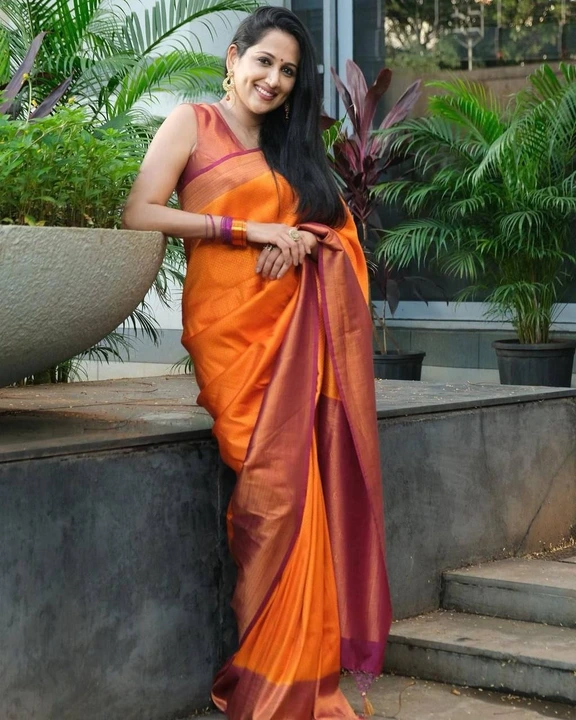 Banarasi orange silk saree  uploaded by Dhananjay Creations Pvt Ltd. on 4/11/2023