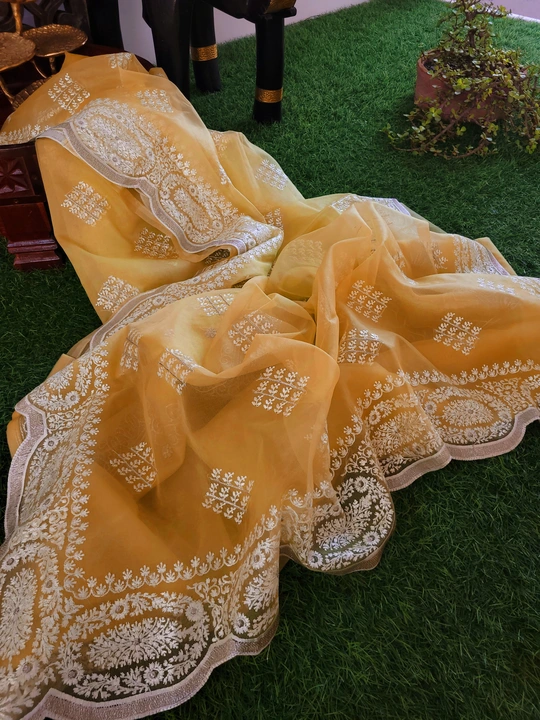 Banarasi Kori Kattan Soft Fabric Wigh Cutwork and chicken embroidery uploaded by Kapoor fabs on 4/11/2023