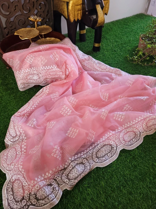 Banarasi Kori Kattan Soft Fabric Wigh Cutwork and chicken embroidery uploaded by Kapoor fabs on 4/11/2023