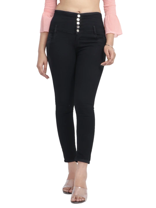 WOMEN'S 5 BUTTON BLACK JEANS | SILKY FABRIC uploaded by business on 4/11/2023