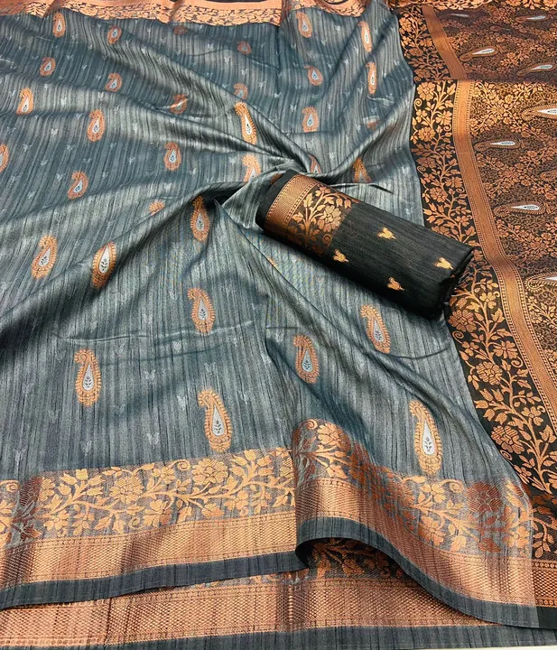 Pure soft silk saree with copper and golden zari weaving uploaded by Suyukti fab on 4/11/2023