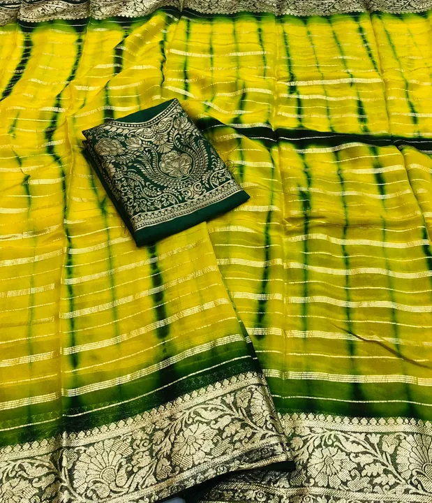 Sibori dyed with gold zari weaving lining and zari border  uploaded by Suyukti fab on 4/11/2023